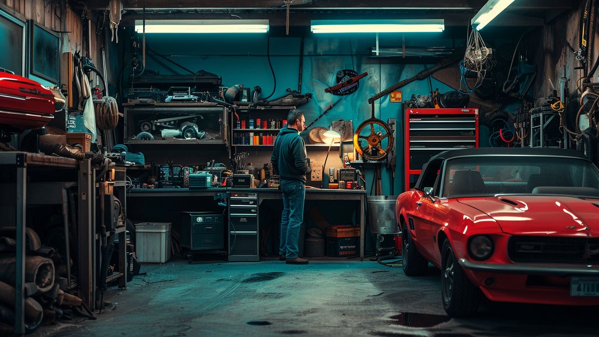 Study of a mechanic analyzing different insurance options for his garage